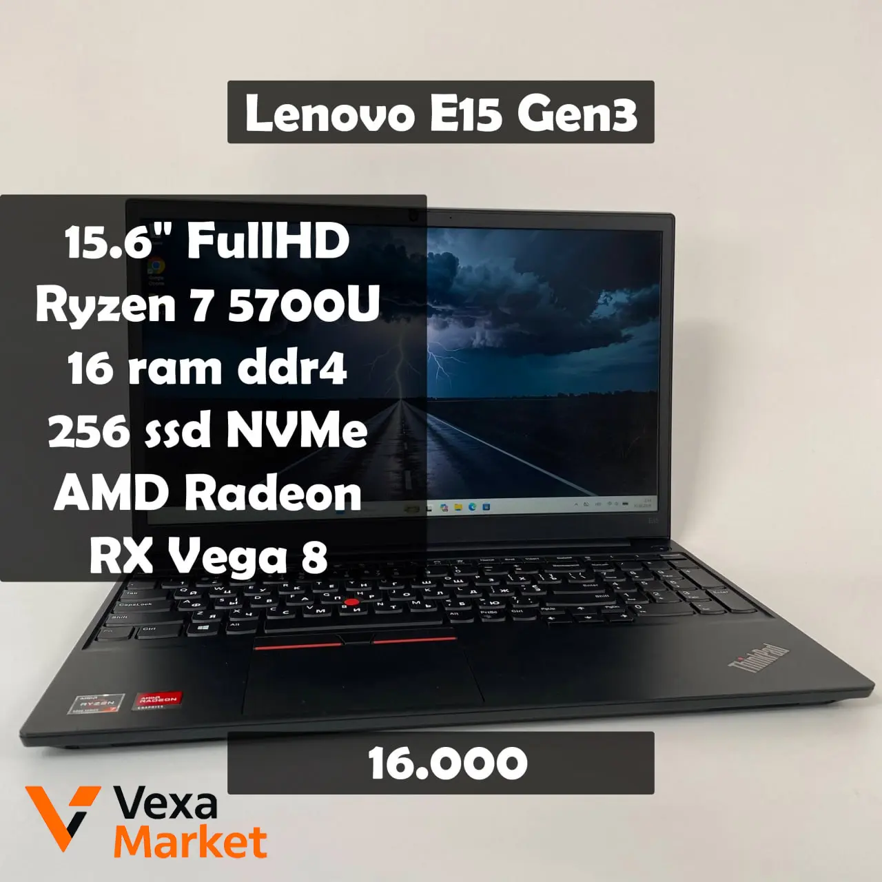 Ноутбук Lenovo ThinkPad E15 Gen3 AMD Ryzen 7 5700U 16GB RAM 256GB SSD