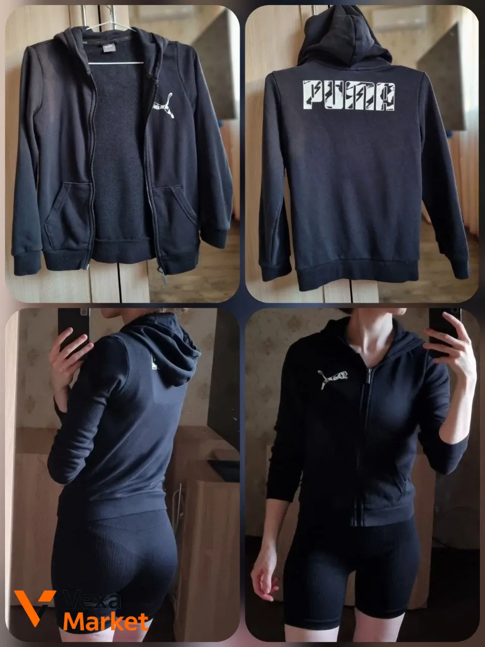 Жіноча кофтинка Puma чорна з капюшоном