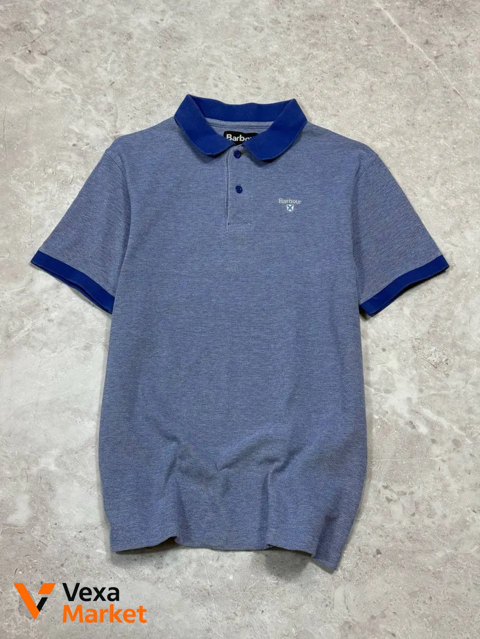 Barbour Mens Pique Polo Shirt Blue Short Sleeve