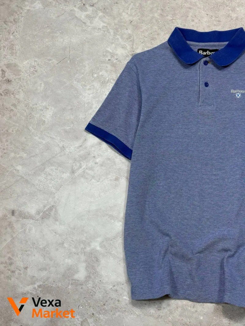 Barbour Mens Pique Polo Shirt Blue Short Sleeve — фото 2