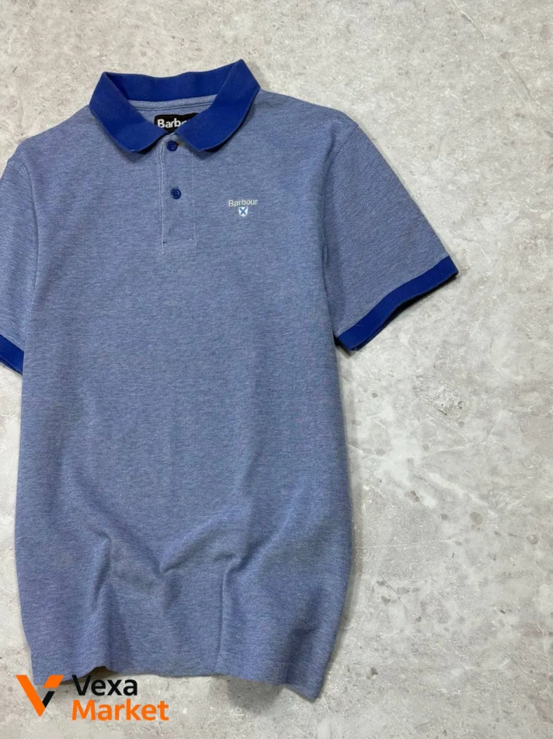 Barbour Mens Pique Polo Shirt Blue Short Sleeve — фото 3