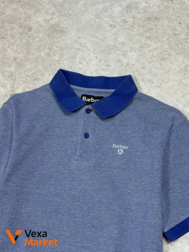Barbour Mens Pique Polo Shirt Blue Short Sleeve — фото 4
