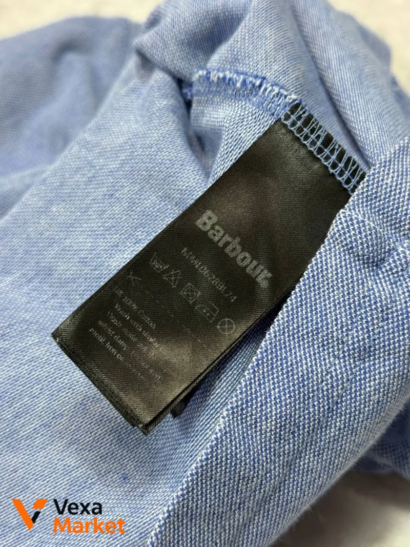 Barbour Mens Pique Polo Shirt Blue Short Sleeve — фото 6