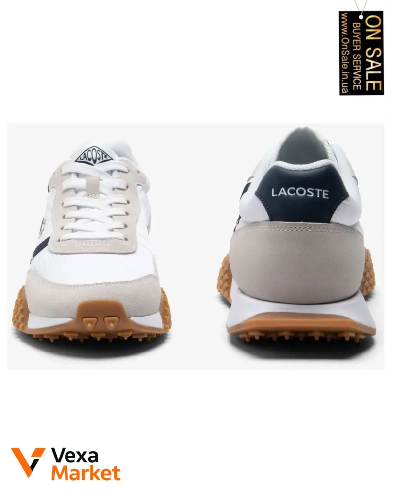 Чоловічі кросівки Lacoste білі з темно-синіми смужками — фото 5