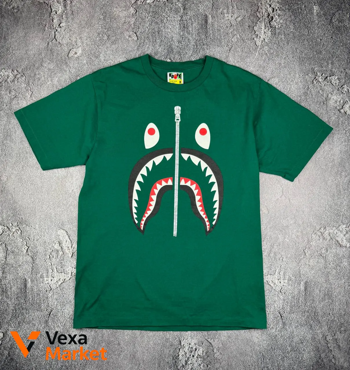 Bape T-Shirt Green Shark Face Print