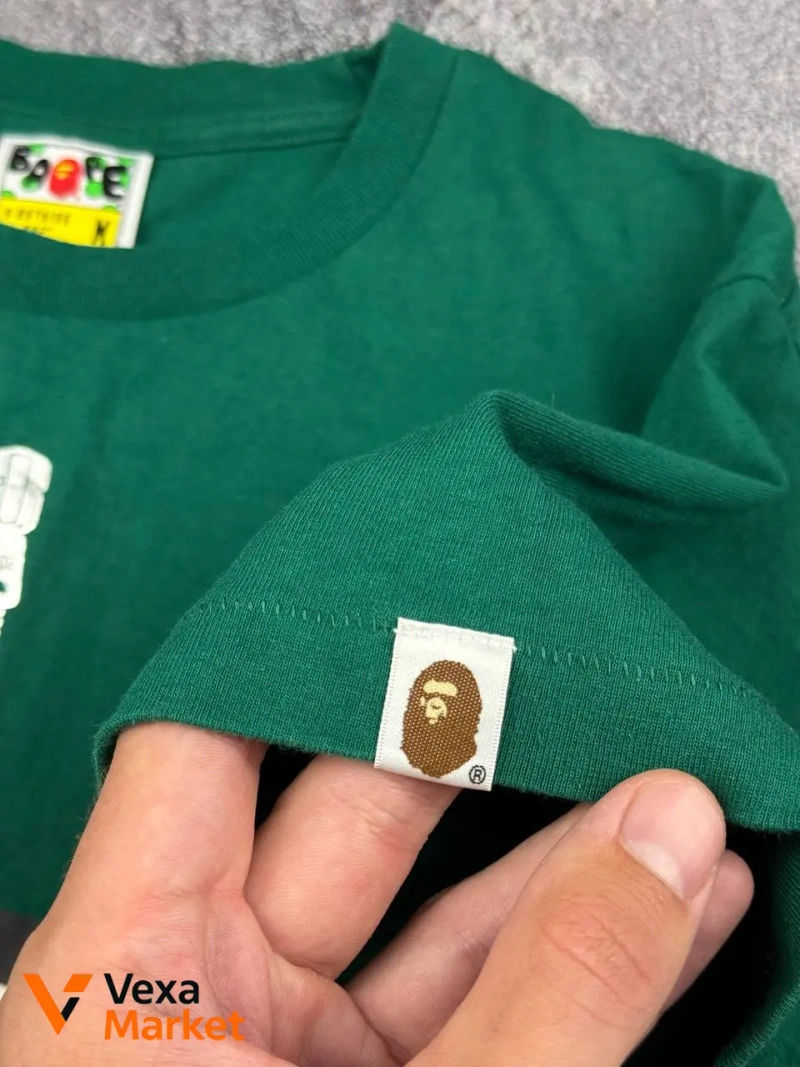 Bape T-Shirt Green Shark Face Print — фото 4