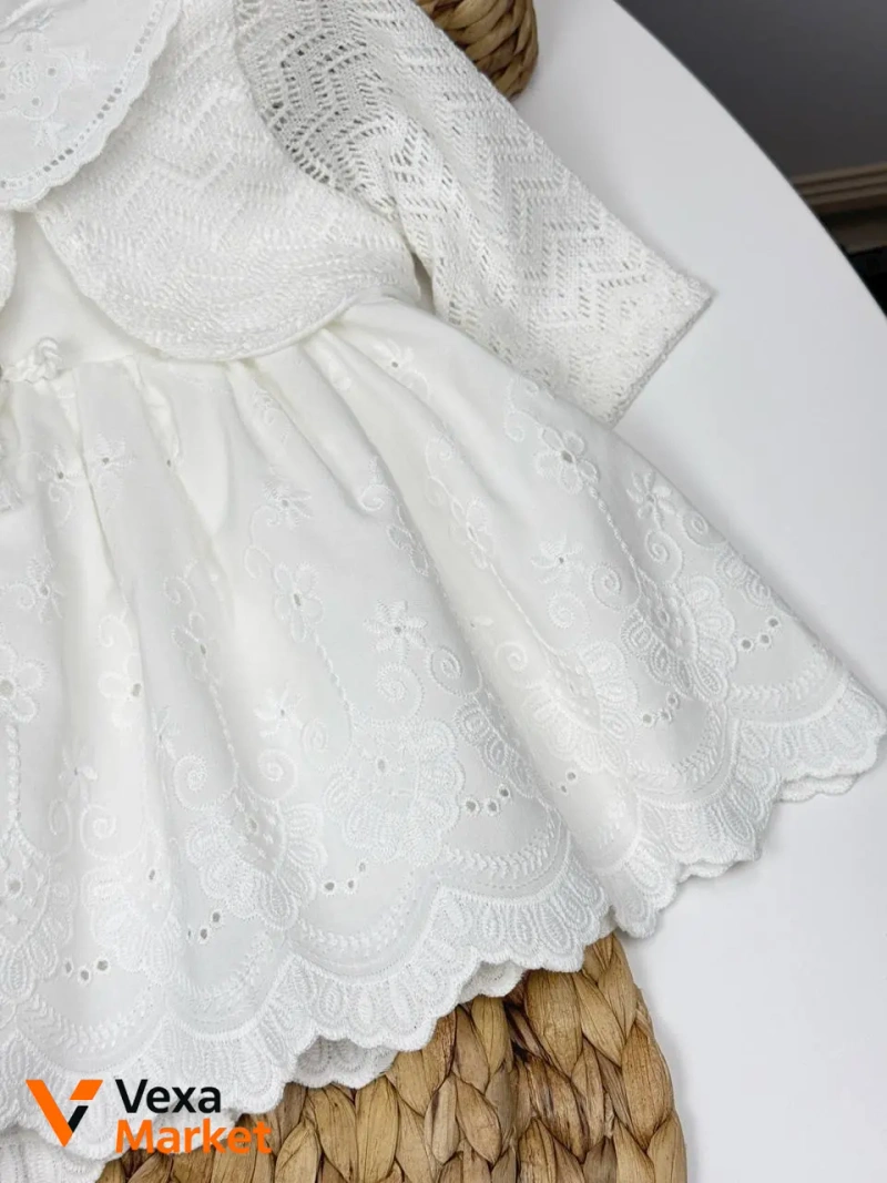 Набір дитячої сукні (прошва) + накидка для дівчинки 6-36 місяців — фото 2