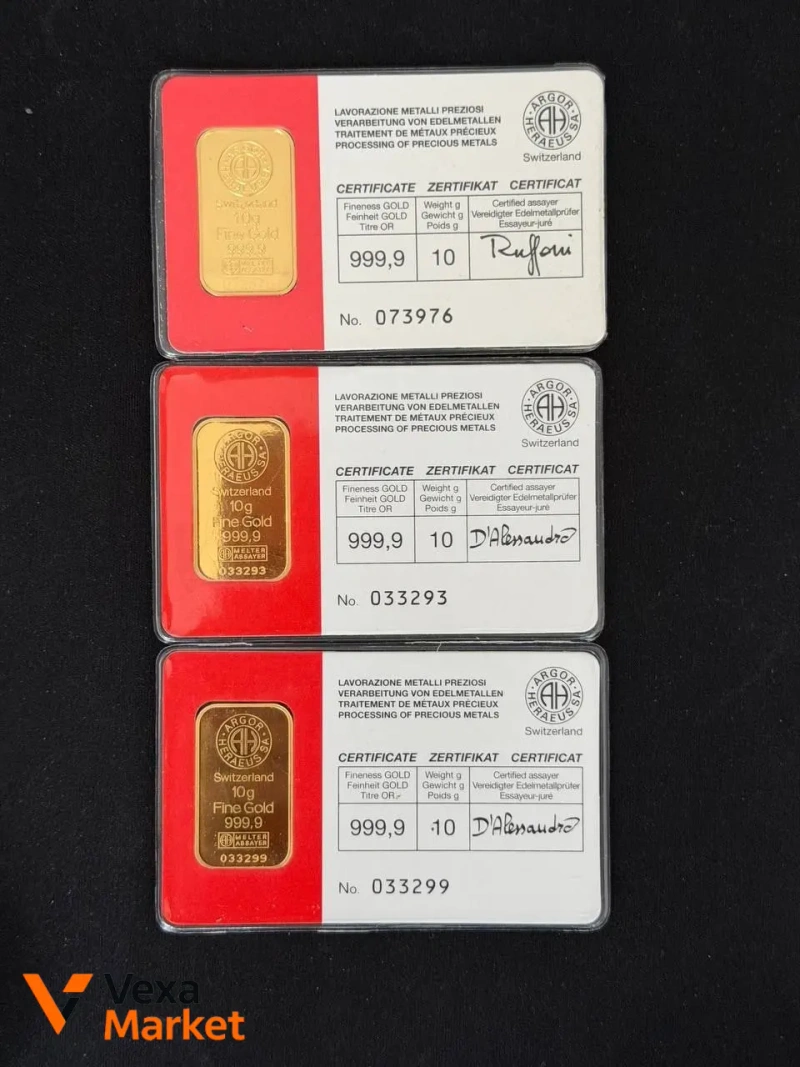 Золоті зливки Argor, Credit Suisse, Umicore, Nadir, Munze з пошкодженою упаковкою — фото 2