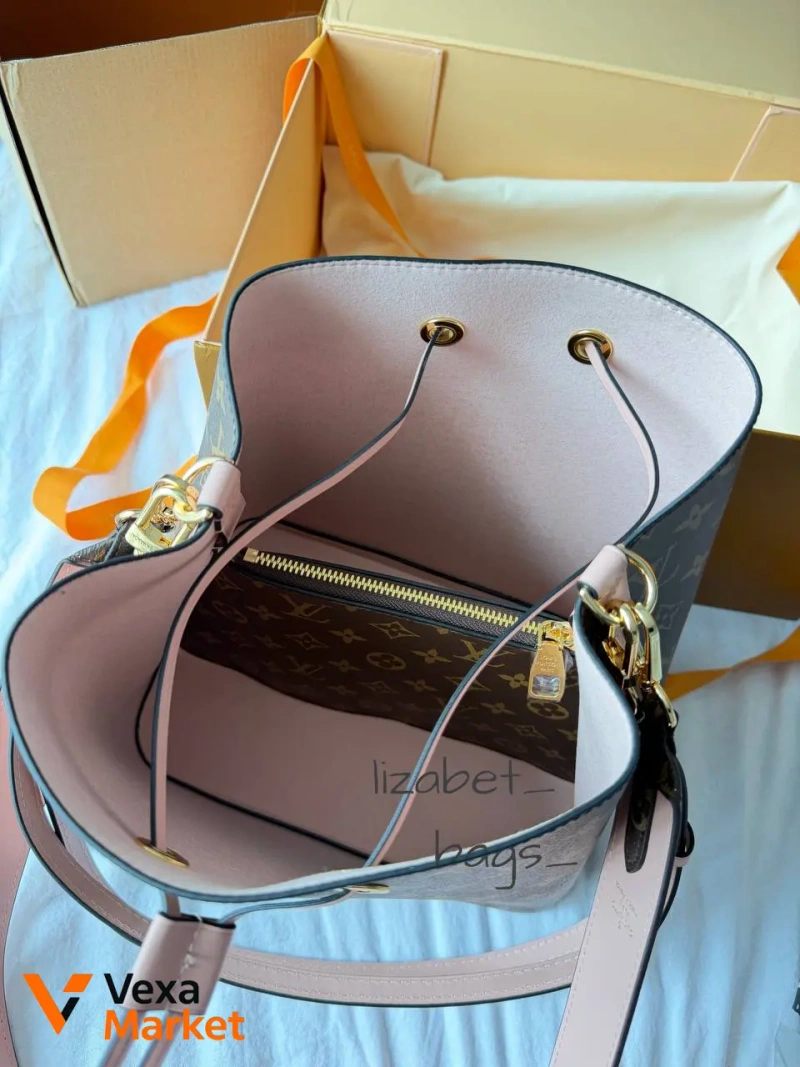 Louis Vuitton сумка-відро з натуральної шкіри та канви — фото 4