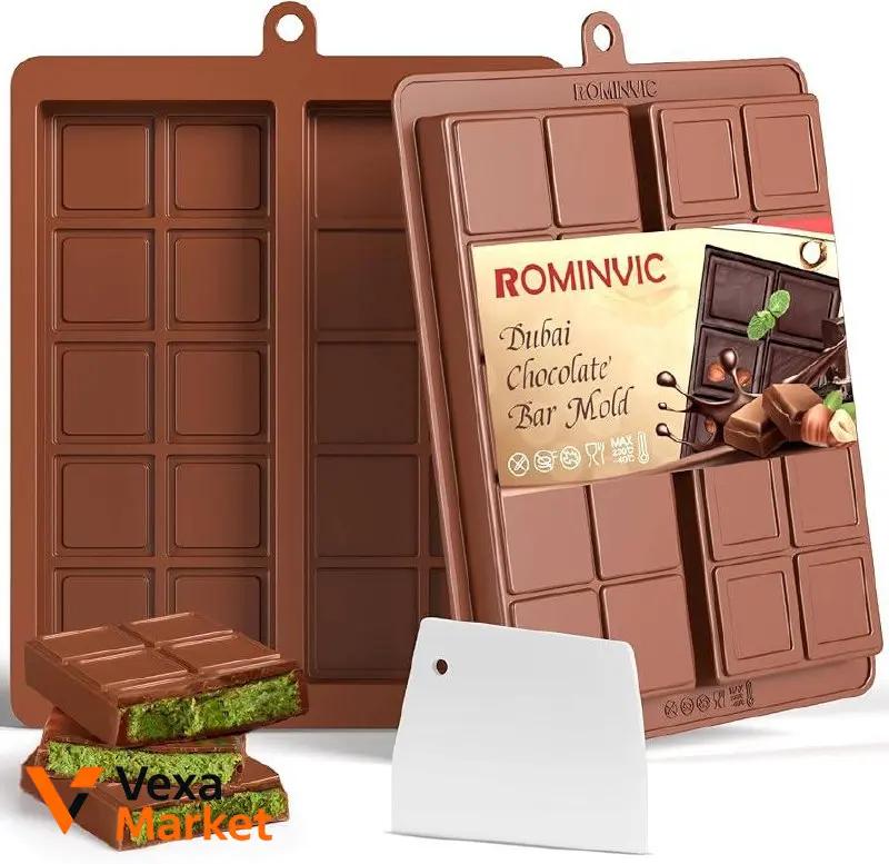Силіконові форми для шоколаду ROMINVIC Dubai Chocolate Bar Mold, 2 шт + лопатка