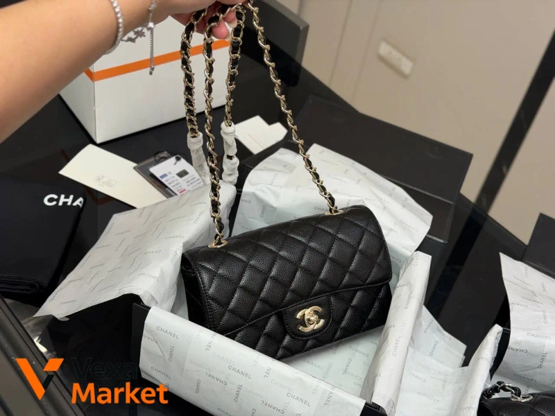 Chanel Classic сумка жіноча чорна зерниста шкіра — фото 5