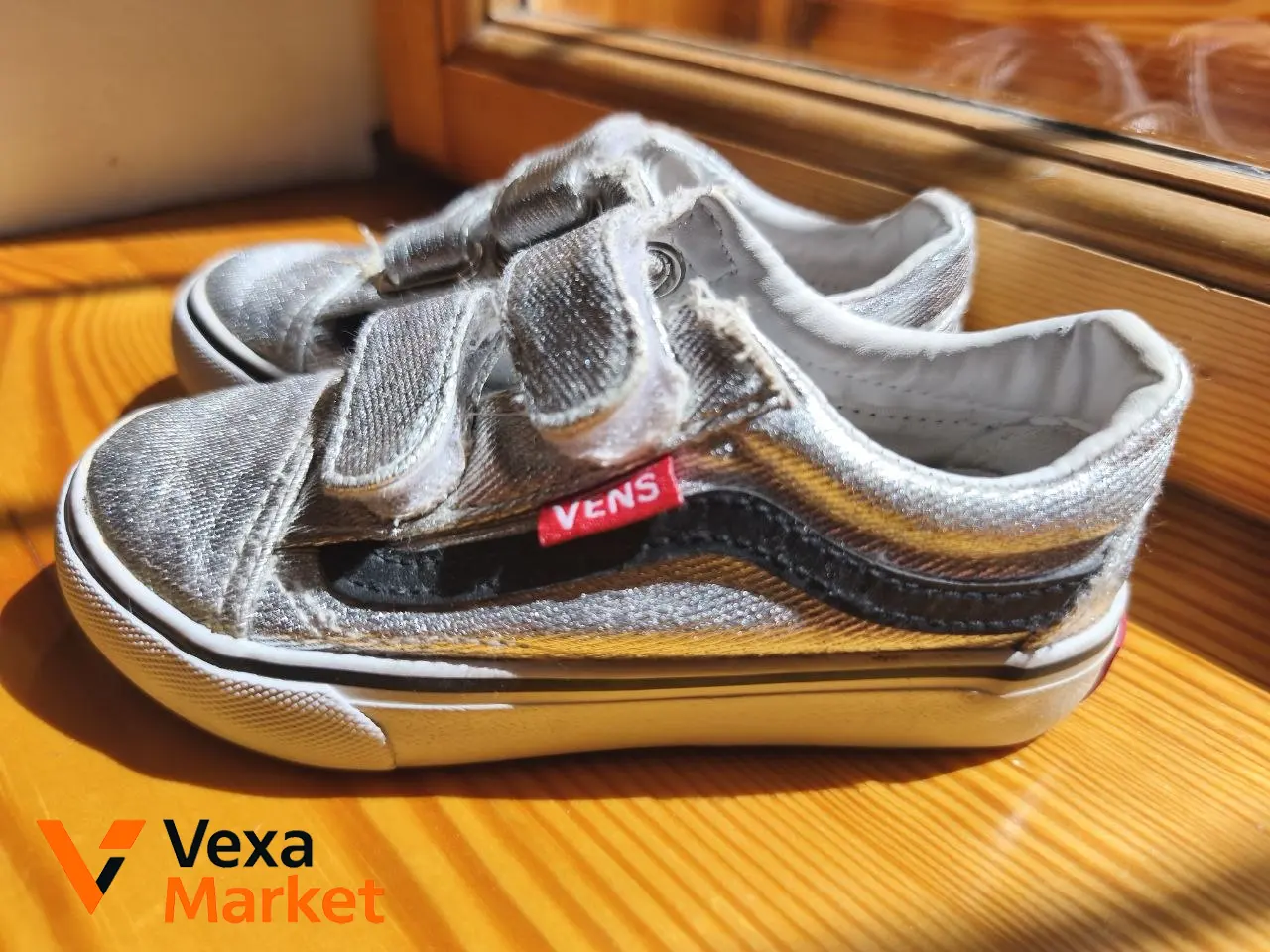 Кеды Vans серебристые для девочки, размер 25