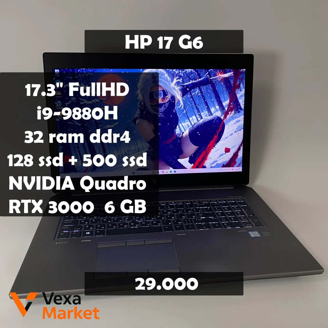 HP zBook 17 G6 Intel Core i9-9880H, 32GB RAM, 628GB SSD, NVIDIA Quadro RTX 3000