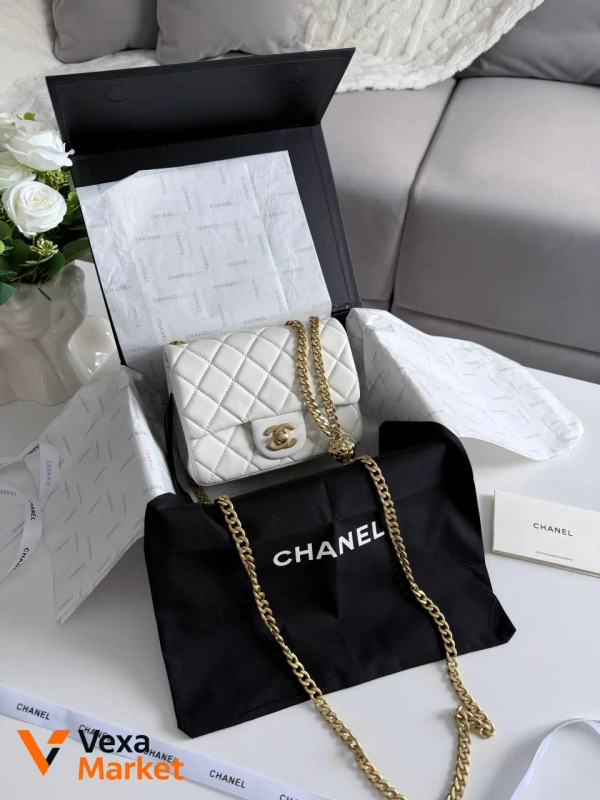 Chanel Classic сумка біла натуральна шкіра