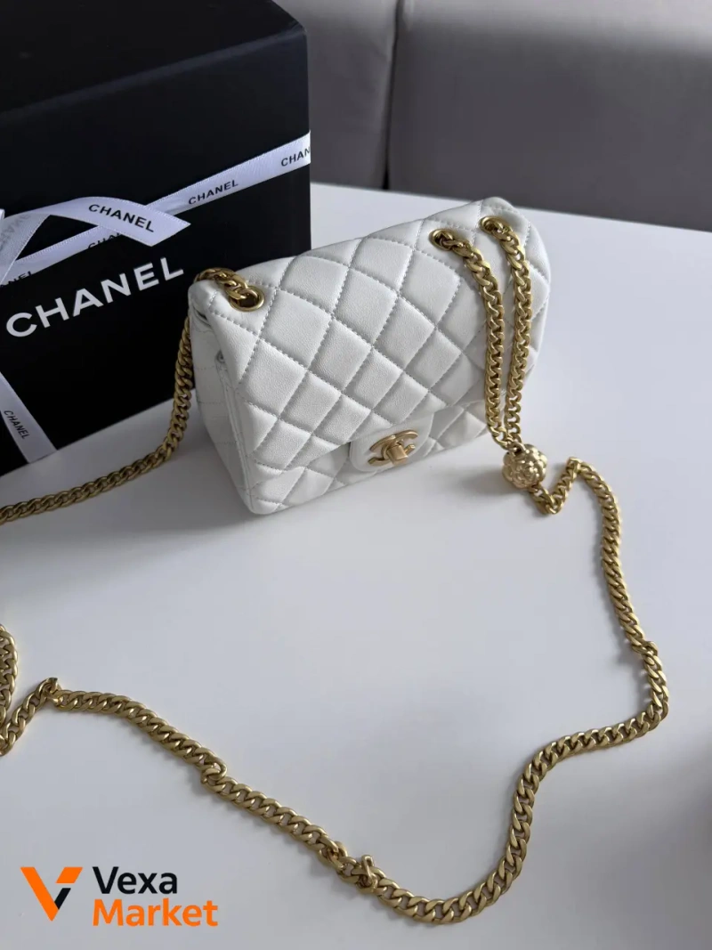 Chanel Classic сумка біла натуральна шкіра — фото 3