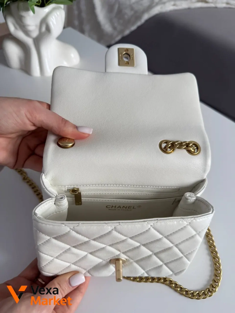 Chanel Classic сумка біла натуральна шкіра — фото 4