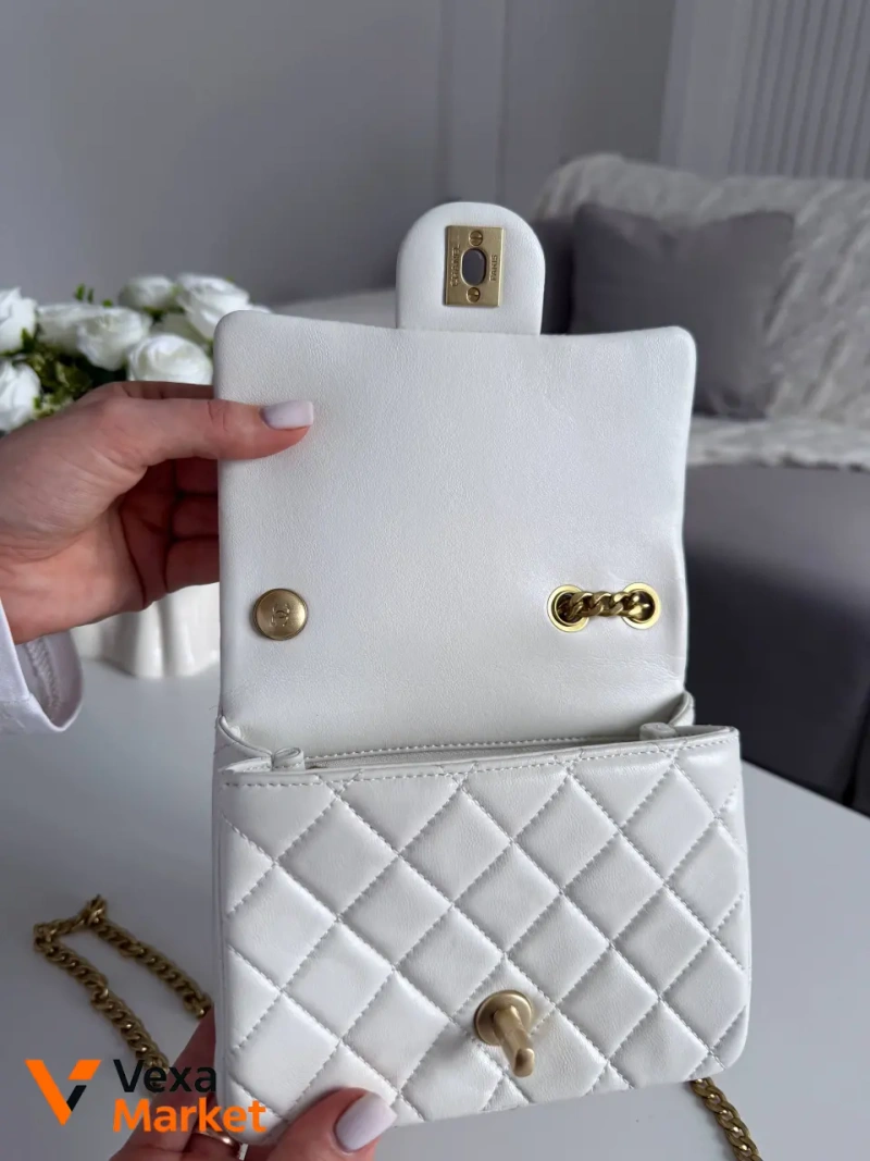 Chanel Classic сумка біла натуральна шкіра — фото 5