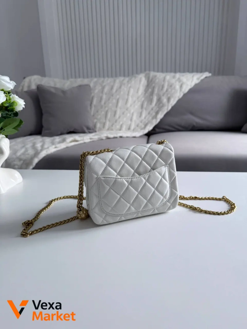 Chanel Classic сумка біла натуральна шкіра — фото 6