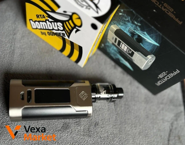 Вейп комплект: Wismec Predator 228W Silver и Oumier Bombus RTA 24mm Black