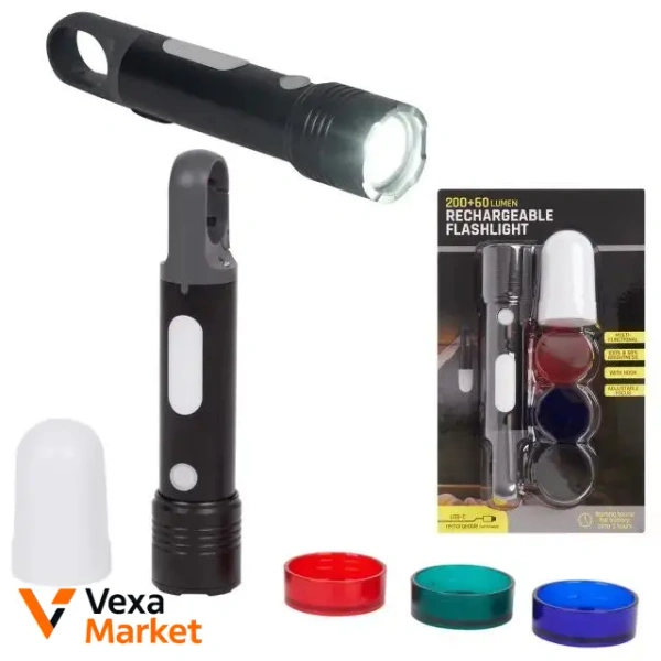 Акумуляторний ліхтар Rechargeable Flashlight 200+60 люмен з USB-C