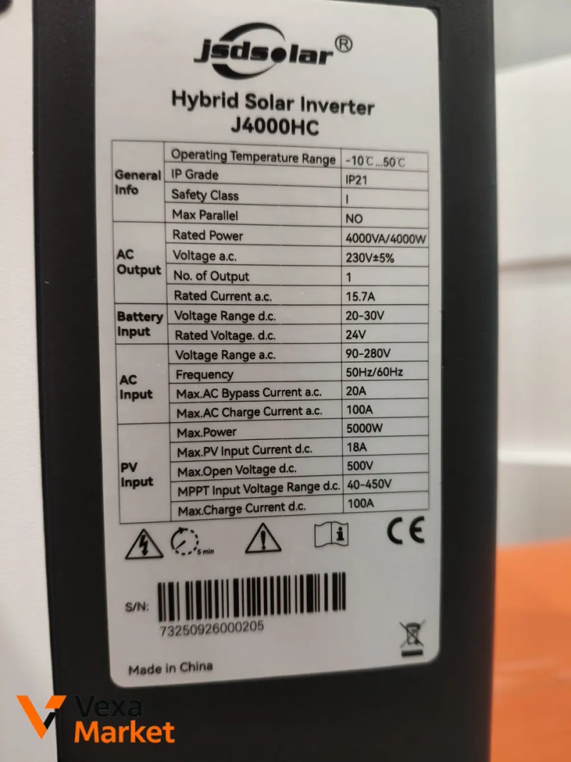 Гібридний сонячний інвертор JSDsolar J4000HC 24V 4000W MPPT 100A — фото 2