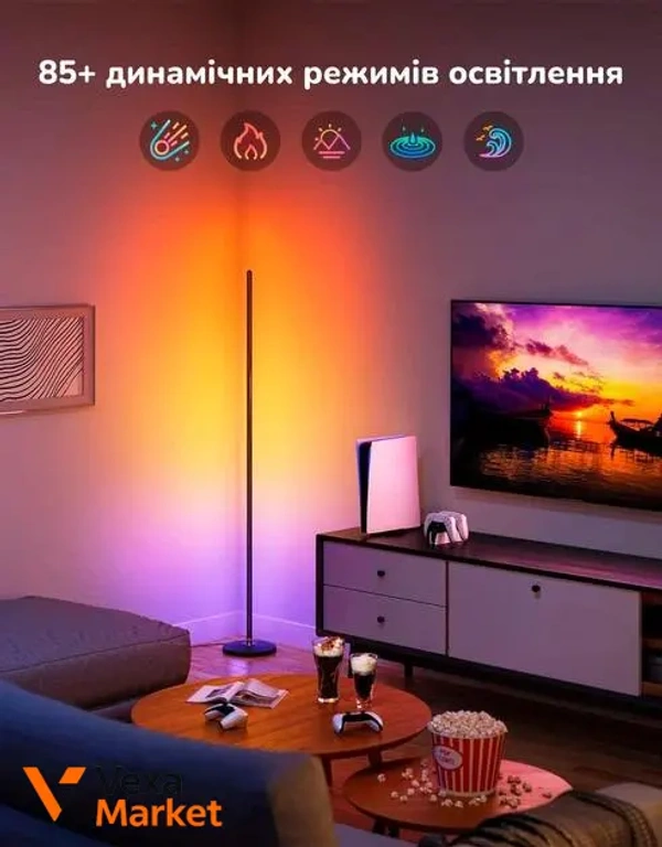 Розумний торшер Govee Floor Lamp H6076A, Matter, WI-FI, Bluetooth, RGBICW, чорний