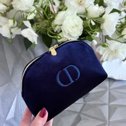 Велюровая косметичка Dior черная/синяя