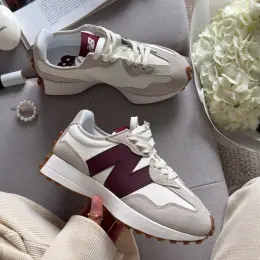 New Balance 327 White Dark Red шкіра, замша, текстиль