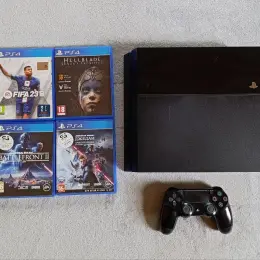 Sony PlayStation 4 Slim 500GB Black с играми FIFA 23, Hellblade, Battlefront II, Jedi: Fallen Order