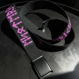EMO Belt чорний з фіолетовим принтом, пряжка жабка