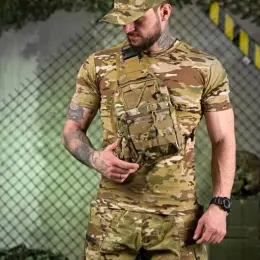 Літній тактичний костюм мультикам/піксель (кепка, футболка, шорти, сумка)