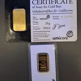 Золоті зливки Commerzbank/ Umicore/ Credit Suisse 20г