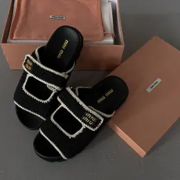 Miu Miu Crochet knit slides Black