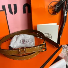 Ремінь Hermes карамель/холодний беж, фурнітура золото, довжина 105см