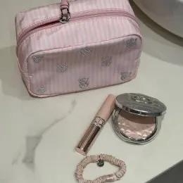 Косметичка Victoria's Secret розовая в полоску