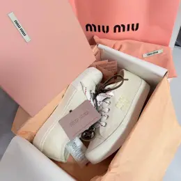 Miu Miu Washed Denim Light Cream Женские кроссовки