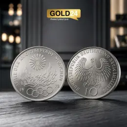 Монета срібна «Олімпійський вогонь» Німеччина 1972 10 Deutsche Mark