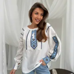 Вишиванка жіноча арт 2549 з мереживом, 100% бавовна