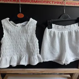 Білий літній костюм-жатка для дівчинки 2/3р (92-98см)