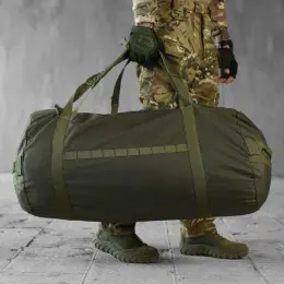 Баул-рюкзак 120 л олива/чорний, матеріал Cordura, фурнітура поліамід
