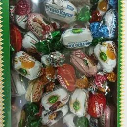 Цукерки асорті в шоколаді (курага, чорнослив, кокос, вишня, грильяж, Прометей) 1кг