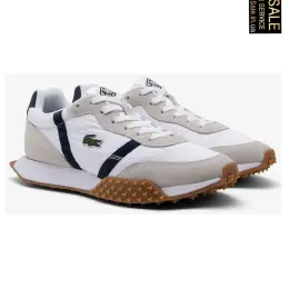 Чоловічі кросівки Lacoste білі з темно-синіми смужками
