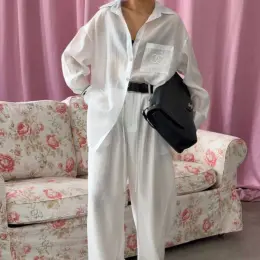 Костюм Chanel жіночий білий сорочка + штани