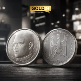 Монета срібна «100-річчя від дня народження Густава Штреземана» Німеччина 1978 5 Deutsche Mark 625 проба 11,2г