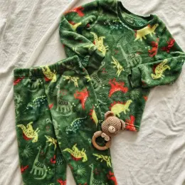 Меховая пижама с динозаврами для мальчика/девочки 4-5 лет