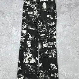 Jaded London Rock Graphic Print Flared Jeans Women W28
