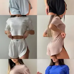 Женская пижама из футболки и шорт, Фабричный Китай