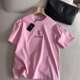 Футболка YSL Saint Laurent розовая унисекс