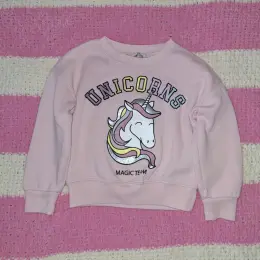 Лонгслів утеплений з принтом "Unicorns" для дівчинки, розмір 104-110