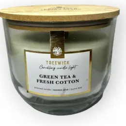 Ароматична свічка Treewick Green Tea & Fresh Cotton з дерев'яним ґнотом
